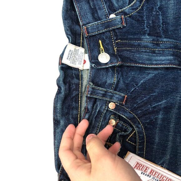 BRAND New Vintage True Religion Embroidered Jeans Size 34 BILLY Blue - Picture 11 of 12